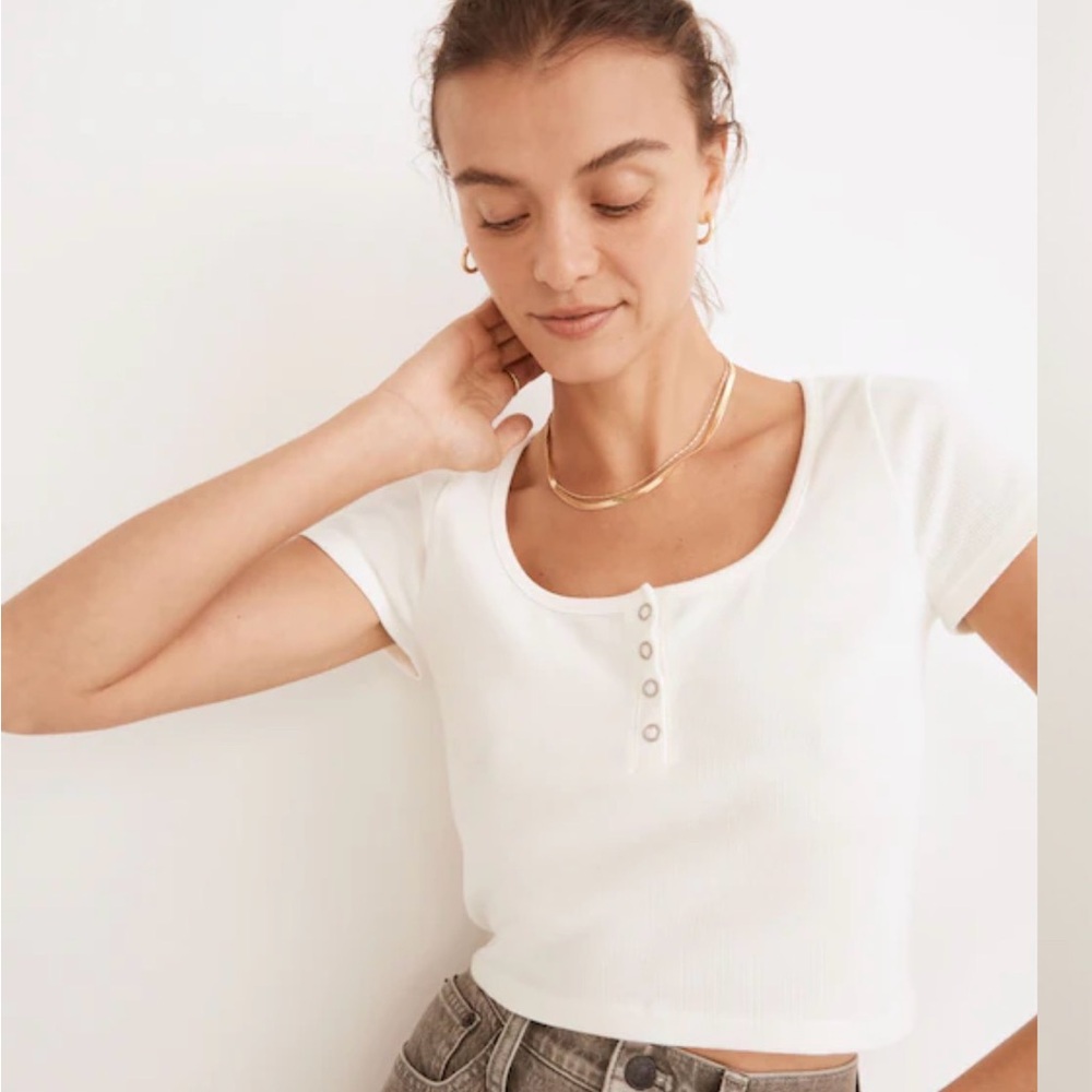 Madewell Henley Ribbed high-Crop Tee